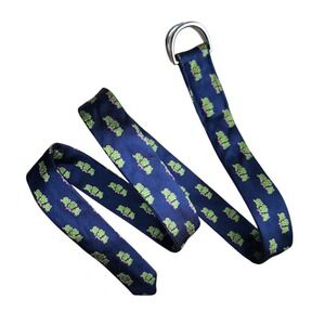 LILLY PULITZER Vintage 100% Silk Navy Ribbon Belt FROG Print Preppy M